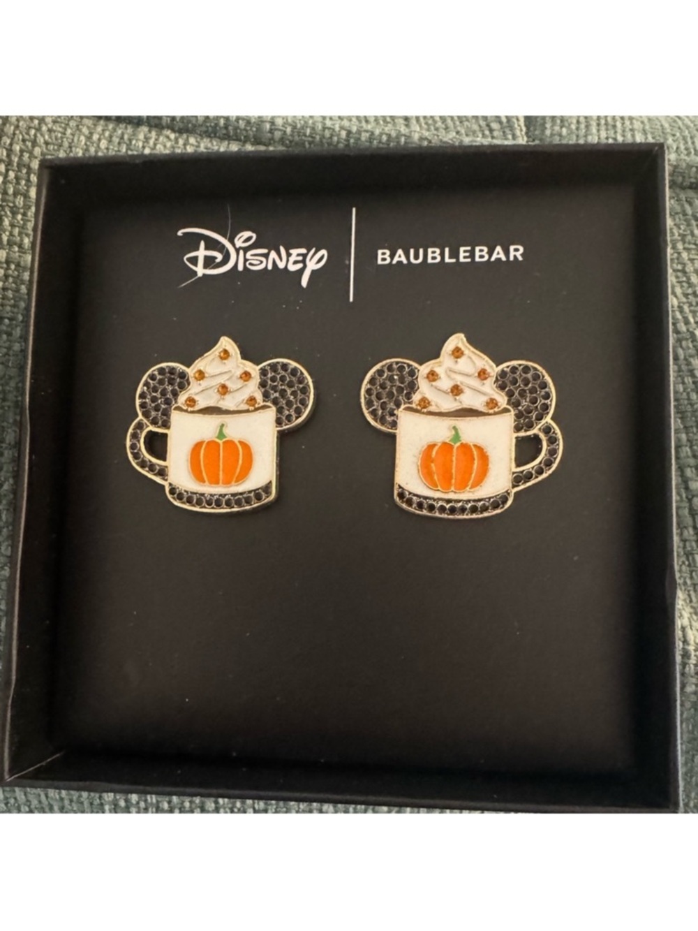 Disney x Baublebar Pumpkin Spice Latte Mickey Earrings Fall Thanksgiving NIB
